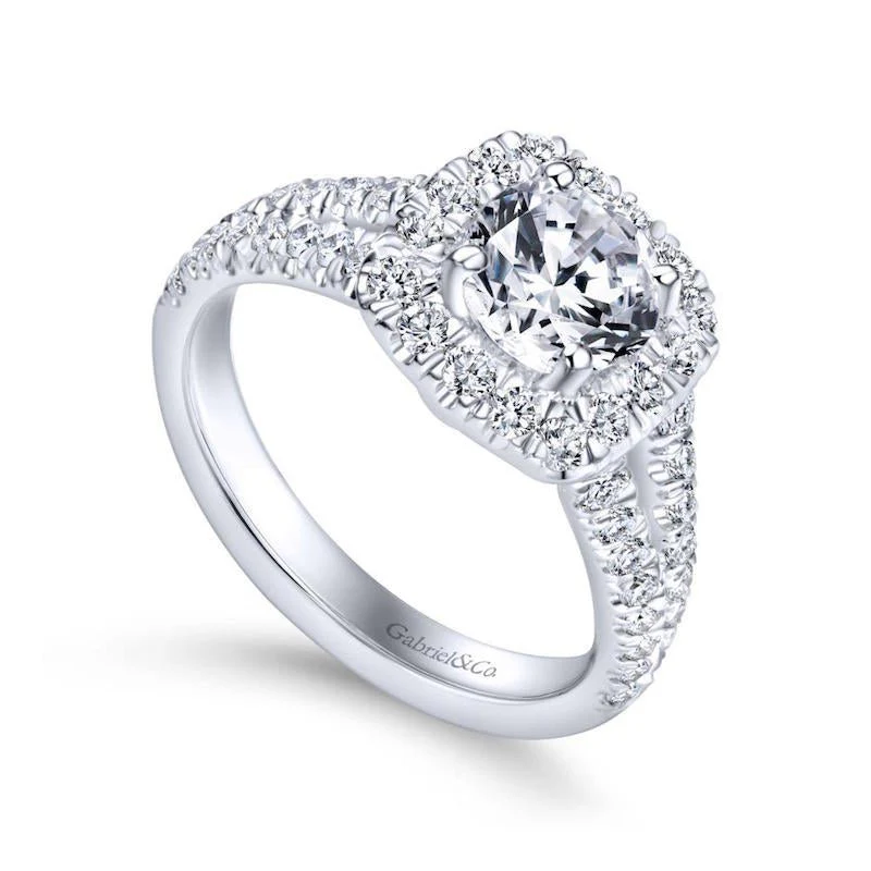Gabriel & Co. 14k White Gold Contemporary Halo Engagement Ring - Image 3