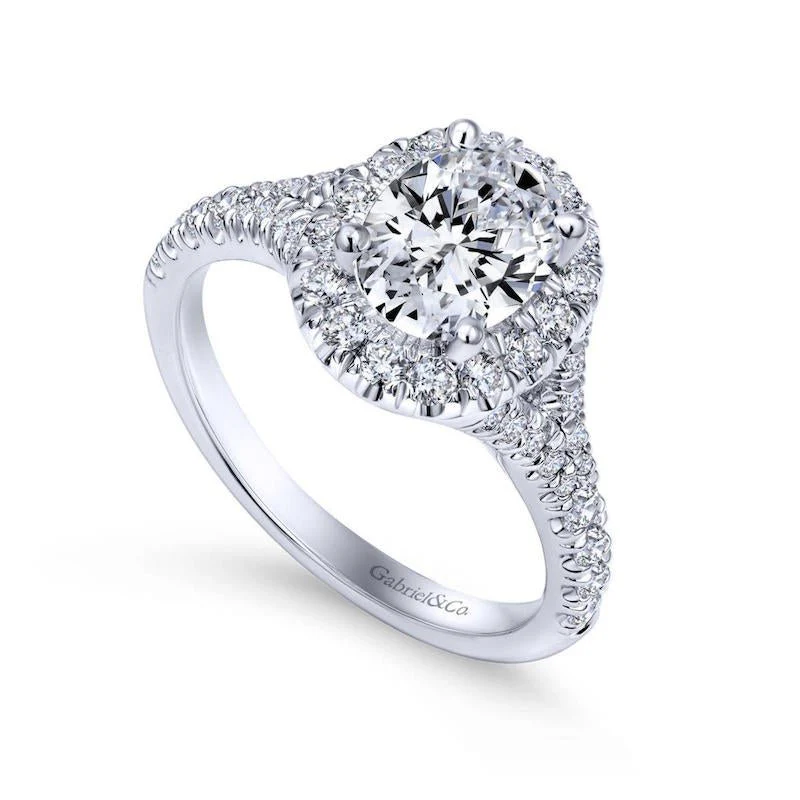 Gabriel & Co. 14k White Gold Contemporary Halo Engagement Ring - Image 3