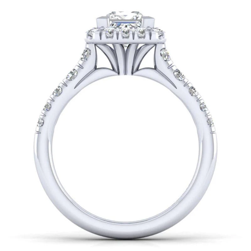 Gabriel & Co. 14k White Gold Contemporary Halo Engagement Ring - Image 2