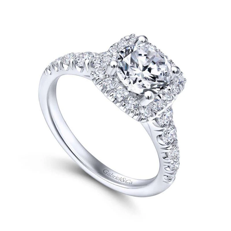 Gabriel & Co. 14k White Gold Contemporary Halo Engagement Ring - Image 3
