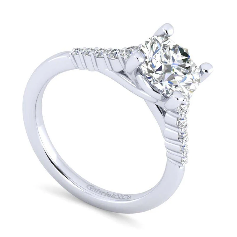 Gabriel & Co. 14k White Gold Contemporary Halo Engagement Ring - Image 3