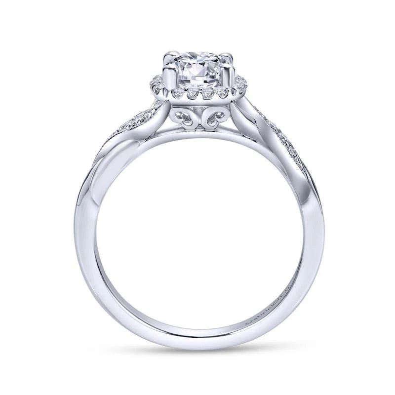 Gabriel & Co. 14k White Gold Contemporary Halo Engagement Ring - Image 2