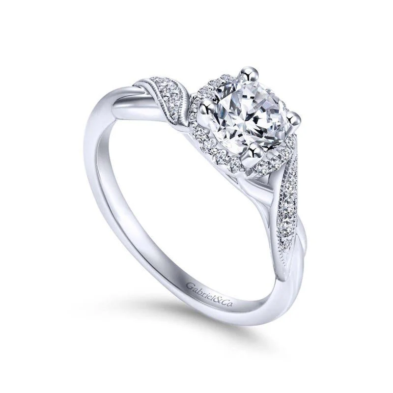 Gabriel & Co. 14k White Gold Contemporary Halo Engagement Ring - Image 3