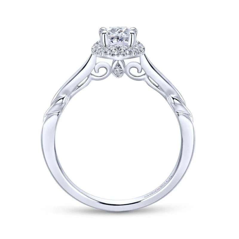 Gabriel & Co. 14k White Gold Contemporary Halo Engagement Ring - Image 2