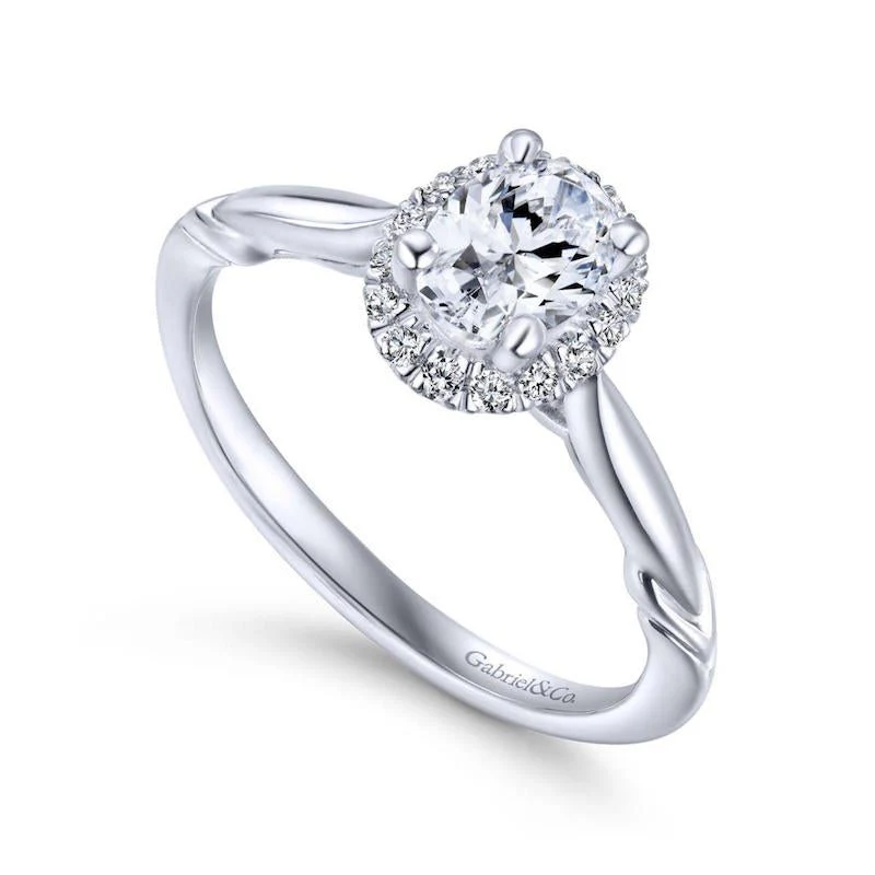 Gabriel & Co. 14k White Gold Contemporary Halo Engagement Ring - Image 3