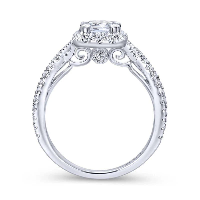 Gabriel & Co. 14k White Gold Contemporary Halo Engagement Ring - Image 2