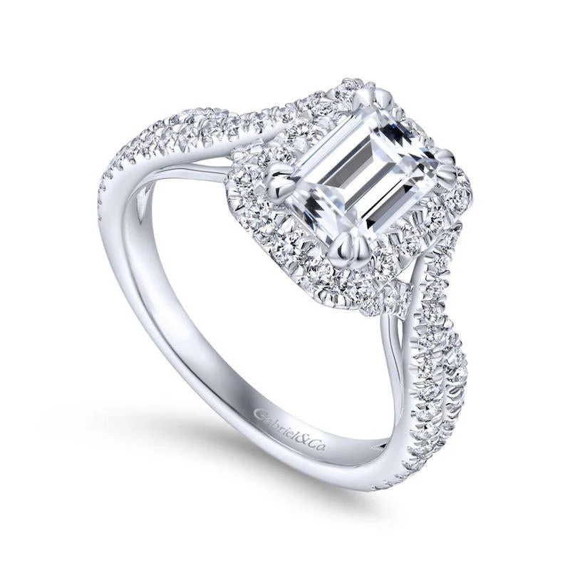 Gabriel & Co. 14k White Gold Contemporary Halo Engagement Ring - Image 3