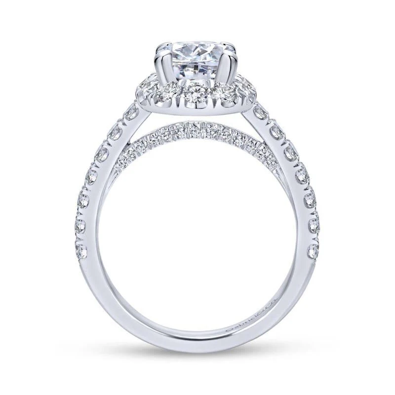 Gabriel & Co. 14k White Gold Contemporary Halo Engagement Ring - Image 2