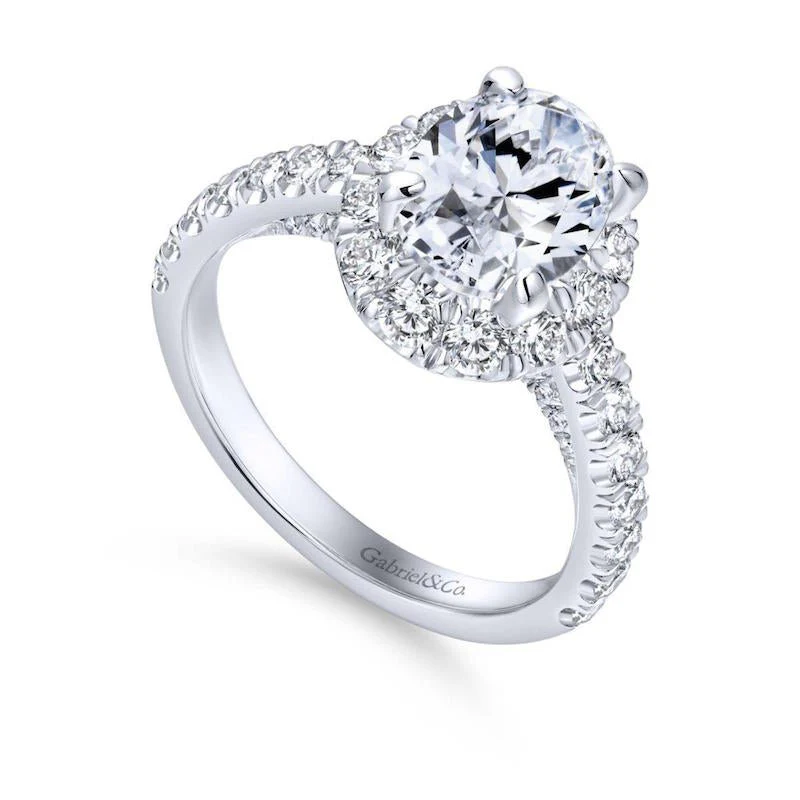 Gabriel & Co. 14k White Gold Contemporary Halo Engagement Ring - Image 3