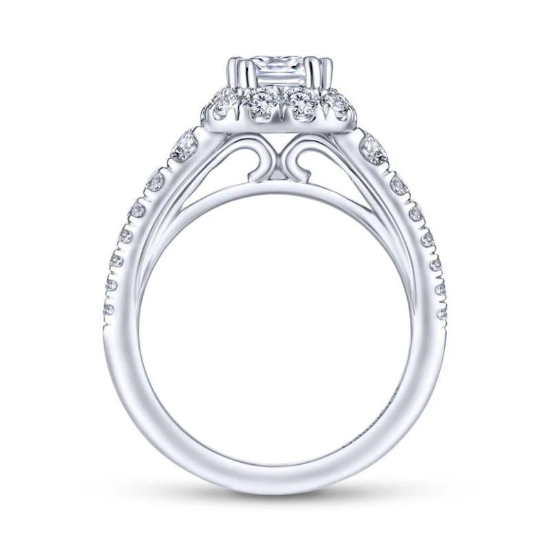Gabriel & Co. 14k White Gold Contemporary Halo Engagement Ring - Image 2