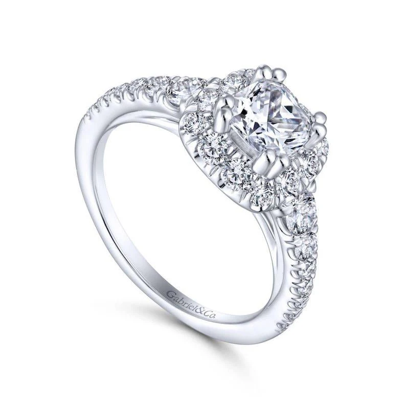 Gabriel & Co. 14k White Gold Contemporary Halo Engagement Ring - Image 3
