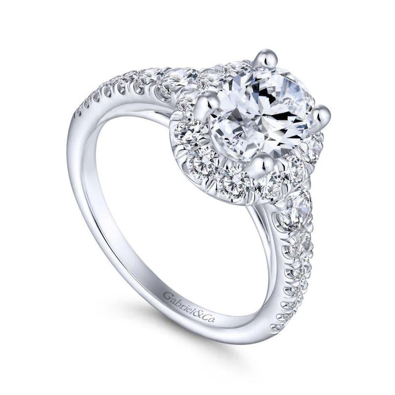 Gabriel & Co. 14k White Gold Contemporary Halo Engagement Ring - Image 3