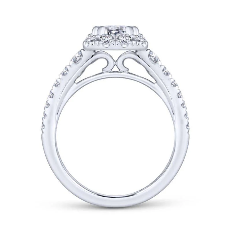Gabriel & Co. 14k White Gold Contemporary Halo Engagement Ring - Image 2