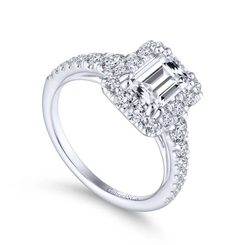 Gabriel & Co. 14k White Gold Contemporary Halo Engagement Ring - Image 3