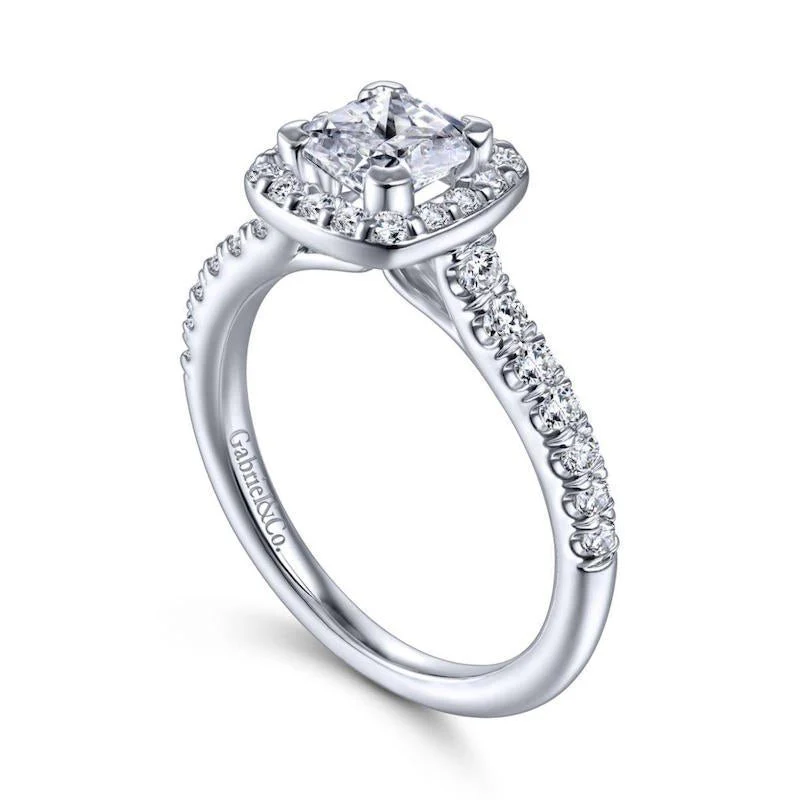 Gabriel & Co. 14k White Gold Contemporary Halo Engagement Ring - Image 3