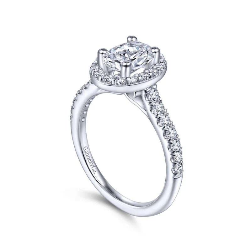 Gabriel & Co. 14k White Gold Contemporary Halo Engagement Ring - Image 3