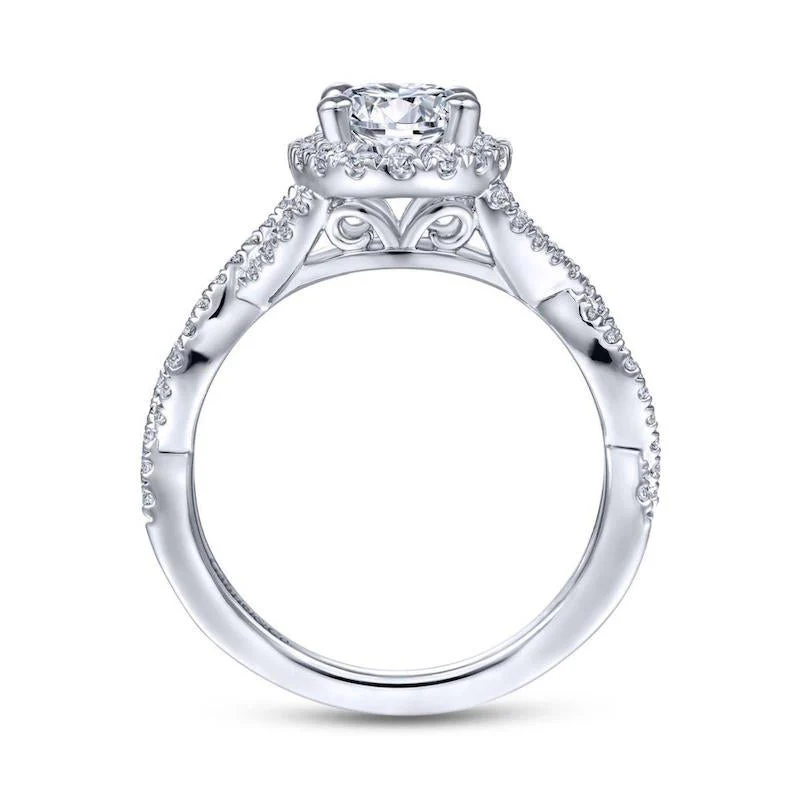 Gabriel & Co. 14k White Gold Contemporary Halo Engagement Ring - Image 2