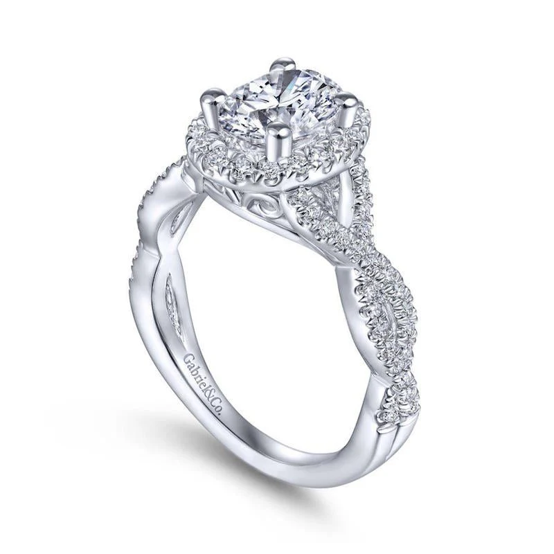 Gabriel & Co. 14k White Gold Contemporary Halo Engagement Ring - Image 3