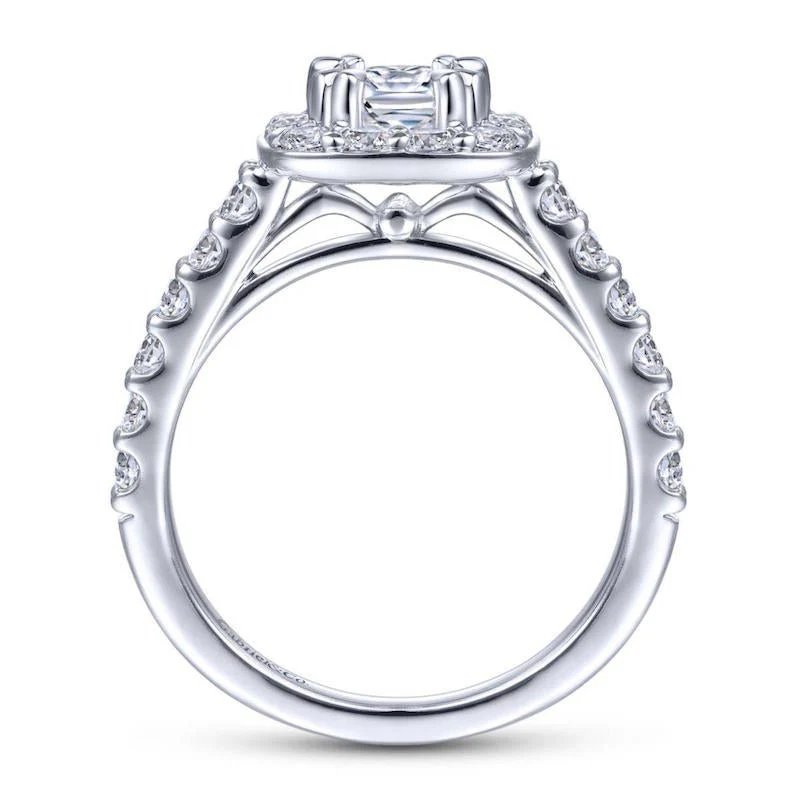 Gabriel & Co. 14k White Gold Contemporary Halo Engagement Ring - Image 2