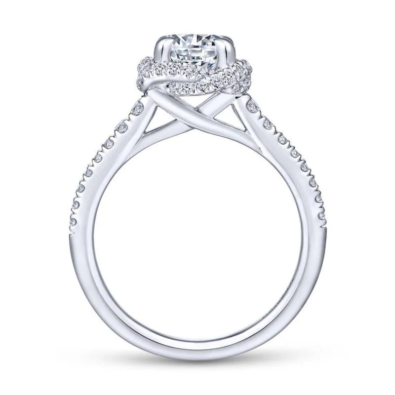 Gabriel & Co. 14k White Gold Contemporary Halo Engagement Ring - Image 2