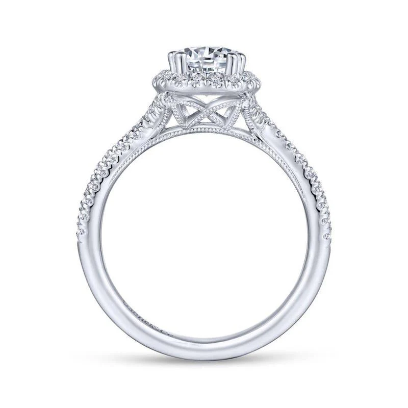 Gabriel & Co. 14k White Gold Contemporary Halo Engagement Ring - Image 2