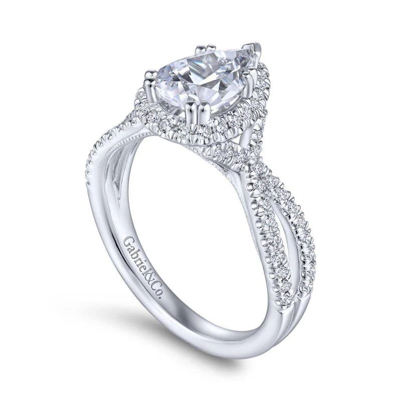 Gabriel & Co. 14k White Gold Contemporary Halo Engagement Ring - Image 3