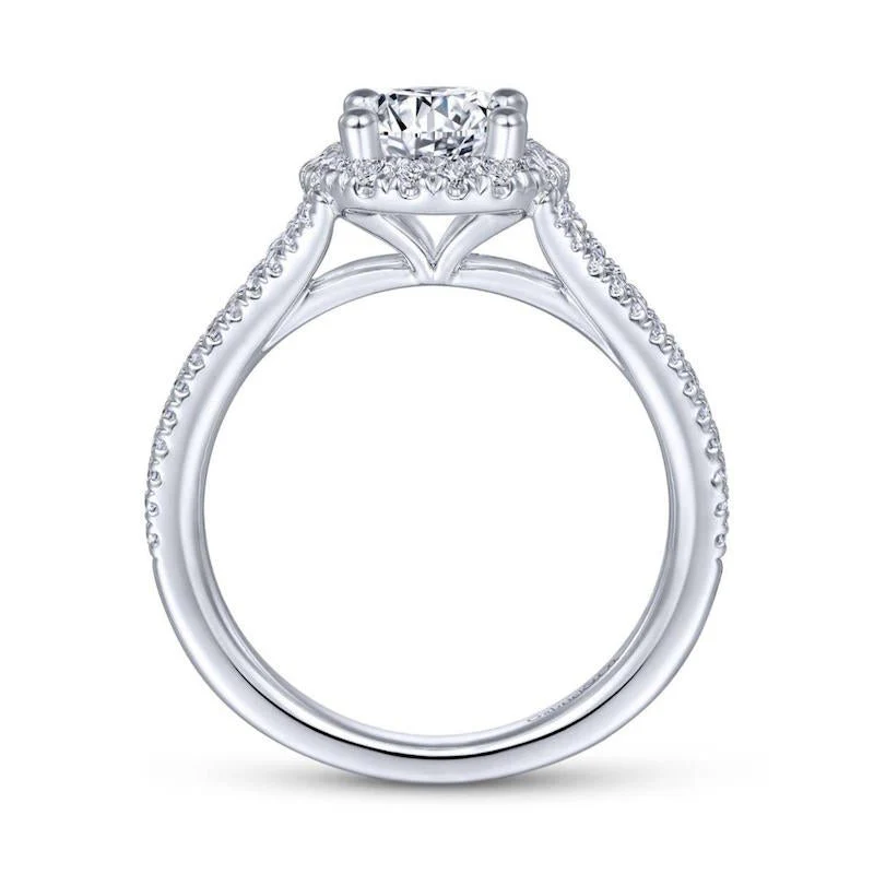 Gabriel & Co. 14k White Gold Contemporary Halo Engagement Ring - Image 2
