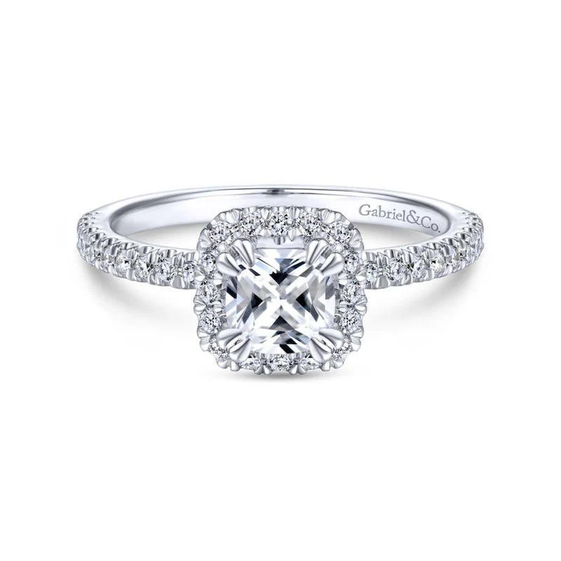 Gabriel & Co. 14k White Gold Contemporary Halo Engagement Ring