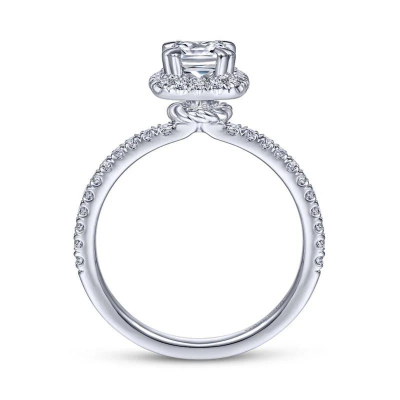 Gabriel & Co. 14k White Gold Contemporary Halo Engagement Ring - Image 2