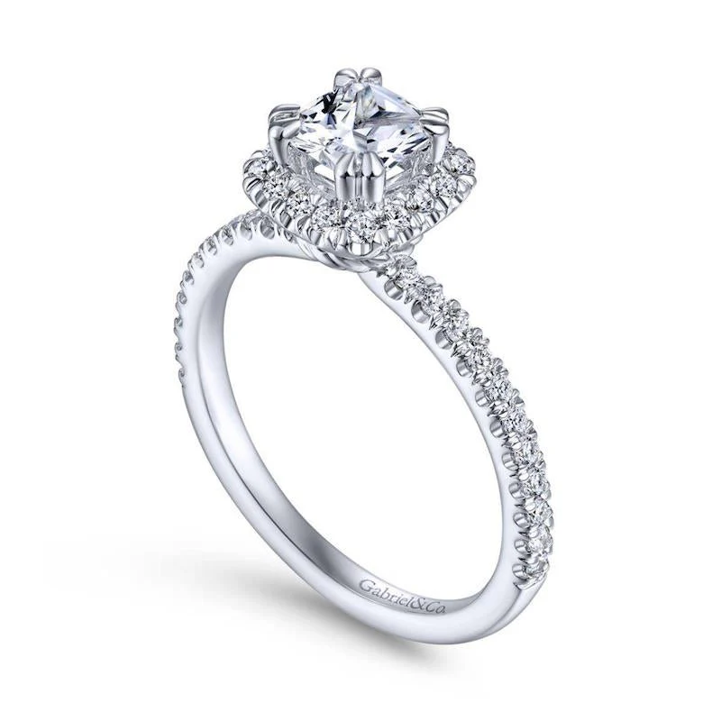 Gabriel & Co. 14k White Gold Contemporary Halo Engagement Ring - Image 3