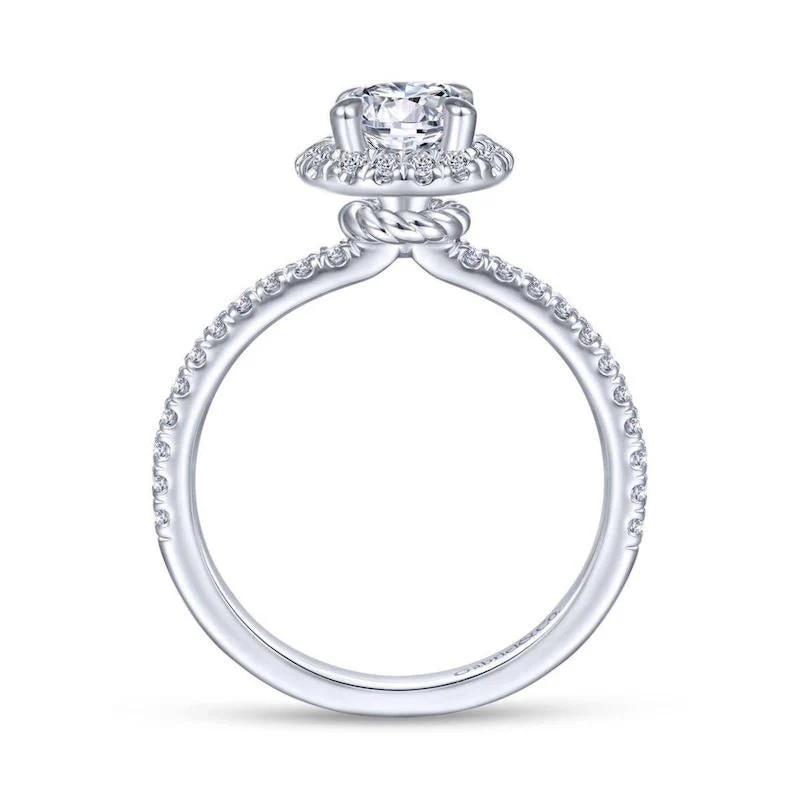 Gabriel & Co. 14k White Gold Contemporary Halo Engagement Ring - Image 2