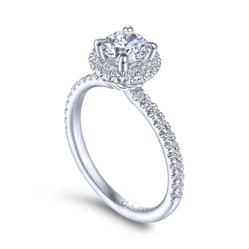 Gabriel & Co. 14k White Gold Contemporary Halo Engagement Ring - Image 3