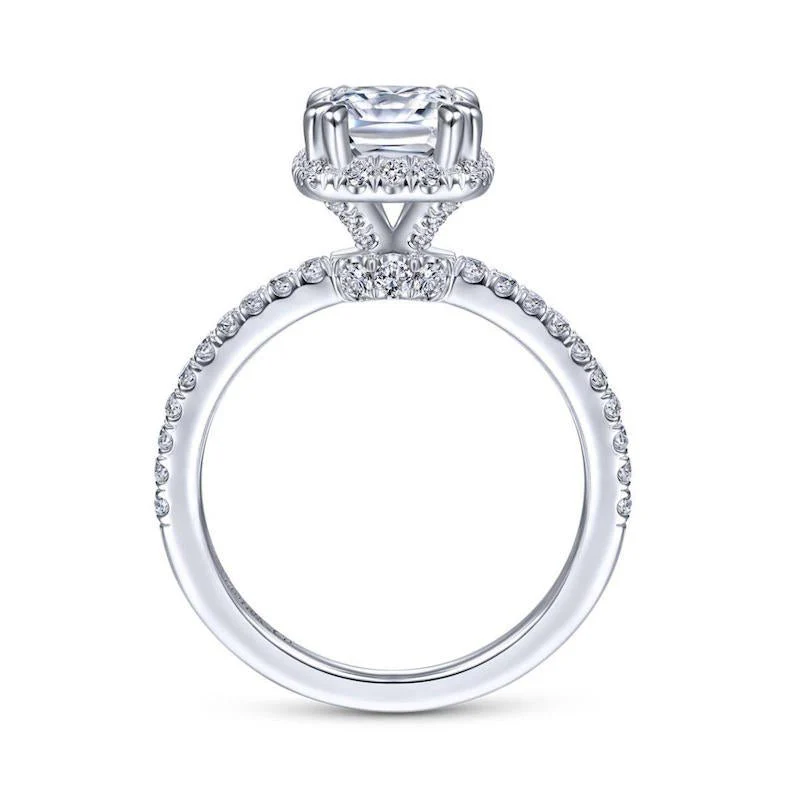 Gabriel & Co. 14k White Gold Contemporary Halo Engagement Ring - Image 2