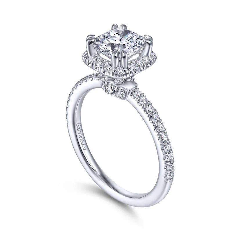 Gabriel & Co. 14k White Gold Contemporary Halo Engagement Ring - Image 3