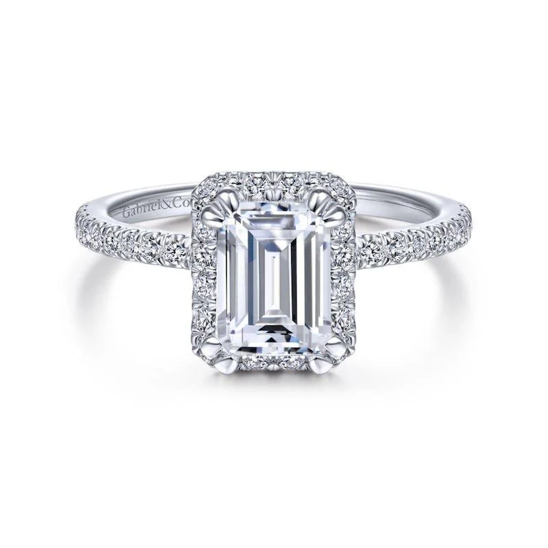 Gabriel & Co. 14k White Gold Contemporary Halo Engagement Ring