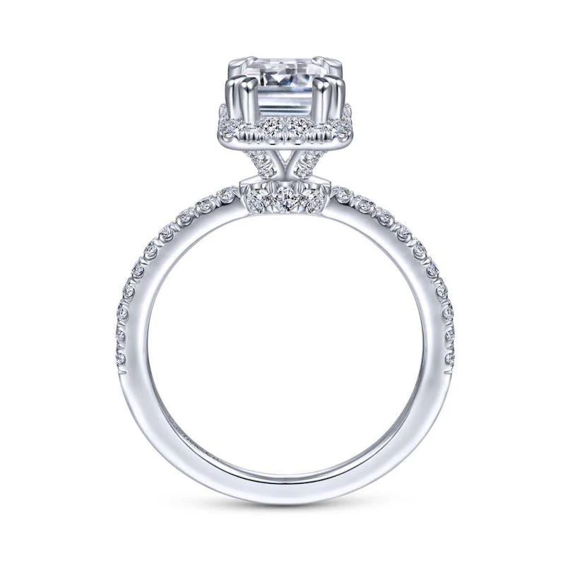 Gabriel & Co. 14k White Gold Contemporary Halo Engagement Ring - Image 2