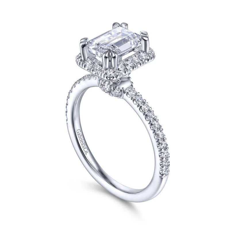 Gabriel & Co. 14k White Gold Contemporary Halo Engagement Ring - Image 3