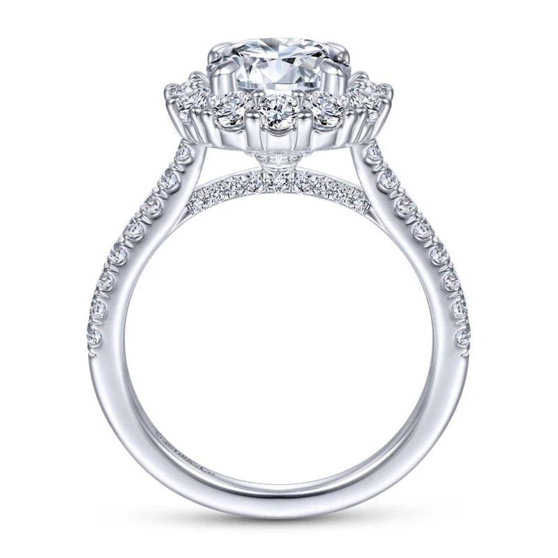 Gabriel & Co. 14k White Gold Contemporary Halo Engagement Ring - Image 2
