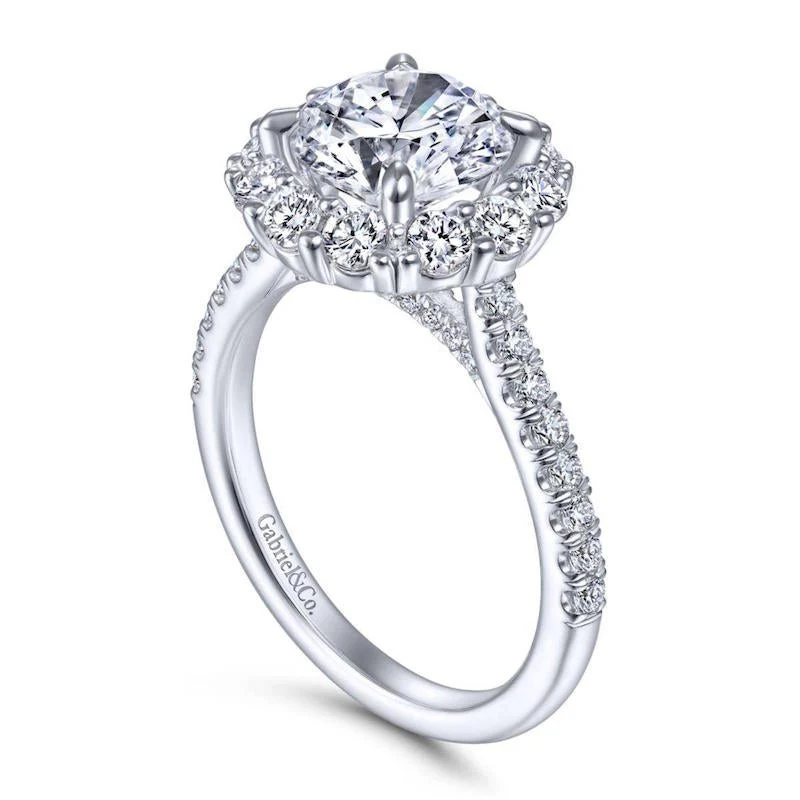 Gabriel & Co. 14k White Gold Contemporary Halo Engagement Ring - Image 3