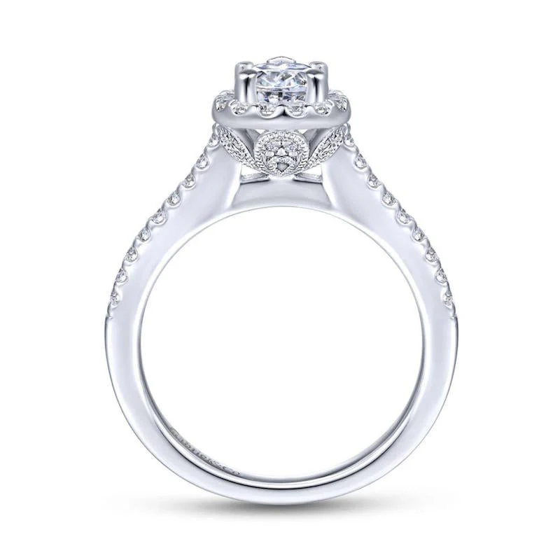 Gabriel & Co. 14k White Gold Contemporary Halo Engagement Ring - Image 2
