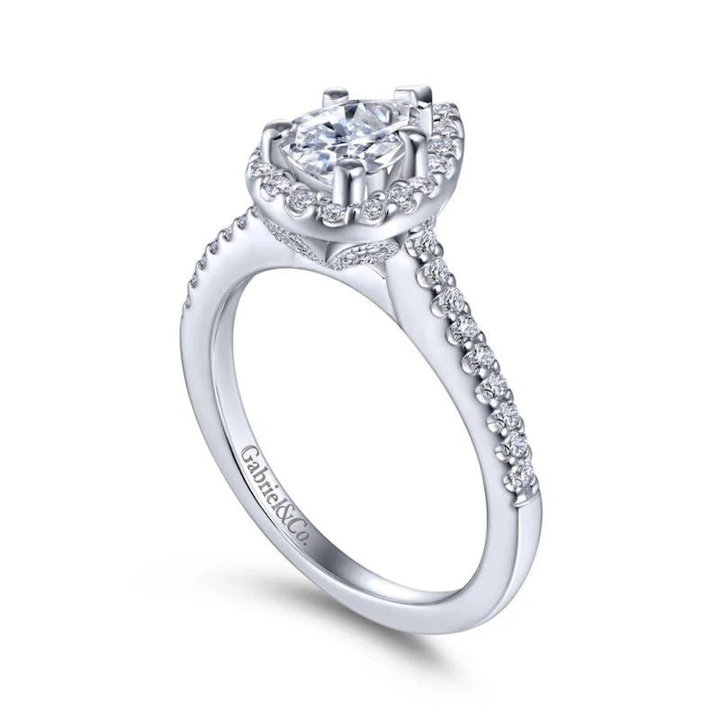 Gabriel & Co. 14k White Gold Contemporary Halo Engagement Ring - Image 3