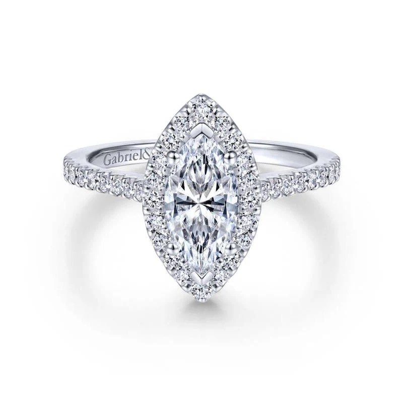 Gabriel & Co. 14k White Gold Contemporary Halo Engagement Ring