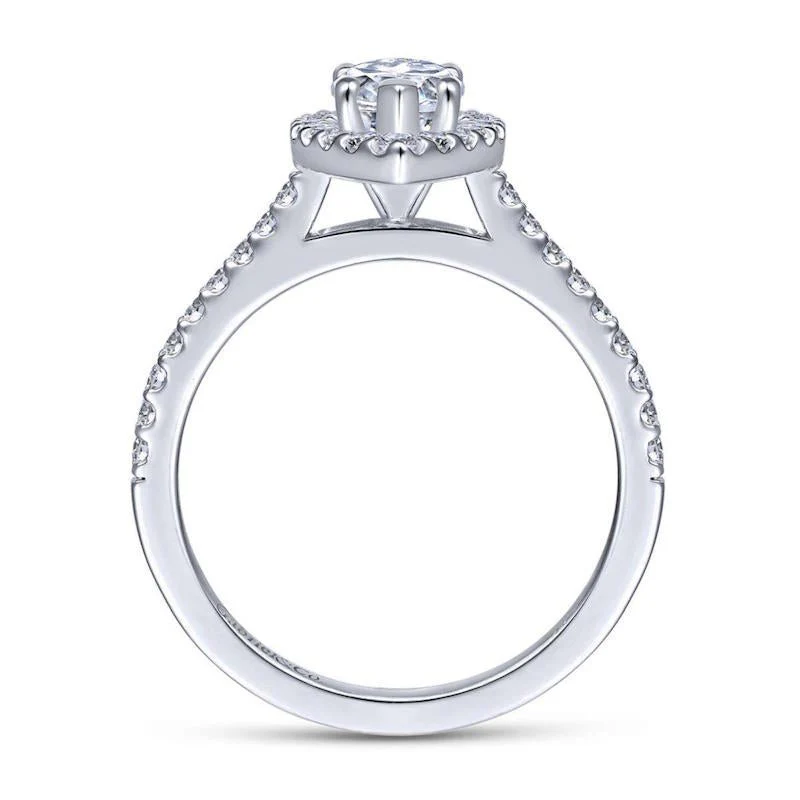 Gabriel & Co. 14k White Gold Contemporary Halo Engagement Ring - Image 2