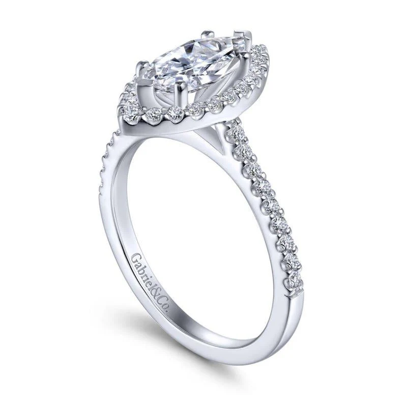 Gabriel & Co. 14k White Gold Contemporary Halo Engagement Ring - Image 3