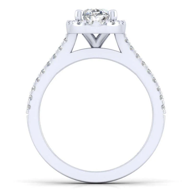 Gabriel & Co. 14k White Gold Contemporary Halo Engagement Ring - Image 2