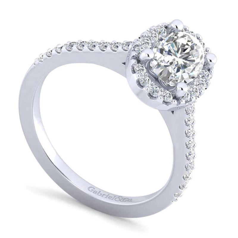 Gabriel & Co. 14k White Gold Contemporary Halo Engagement Ring - Image 3