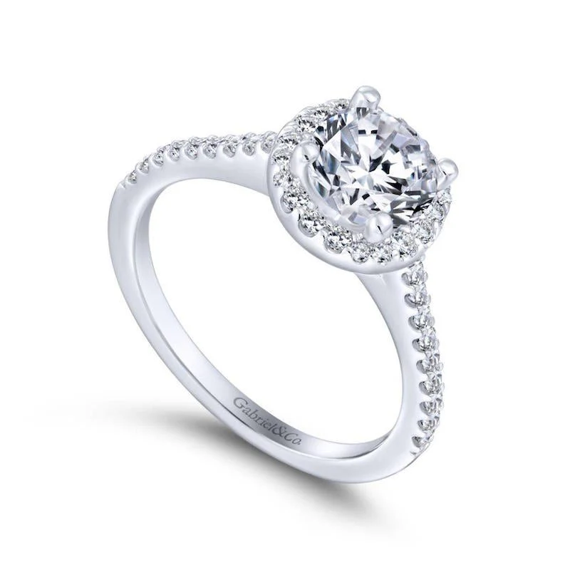 Gabriel & Co. 14k White Gold Contemporary Halo Engagement Ring - Image 3