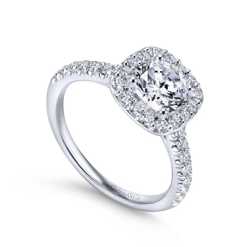 Gabriel & Co. 14k White Gold Contemporary Halo Engagement Ring - Image 3