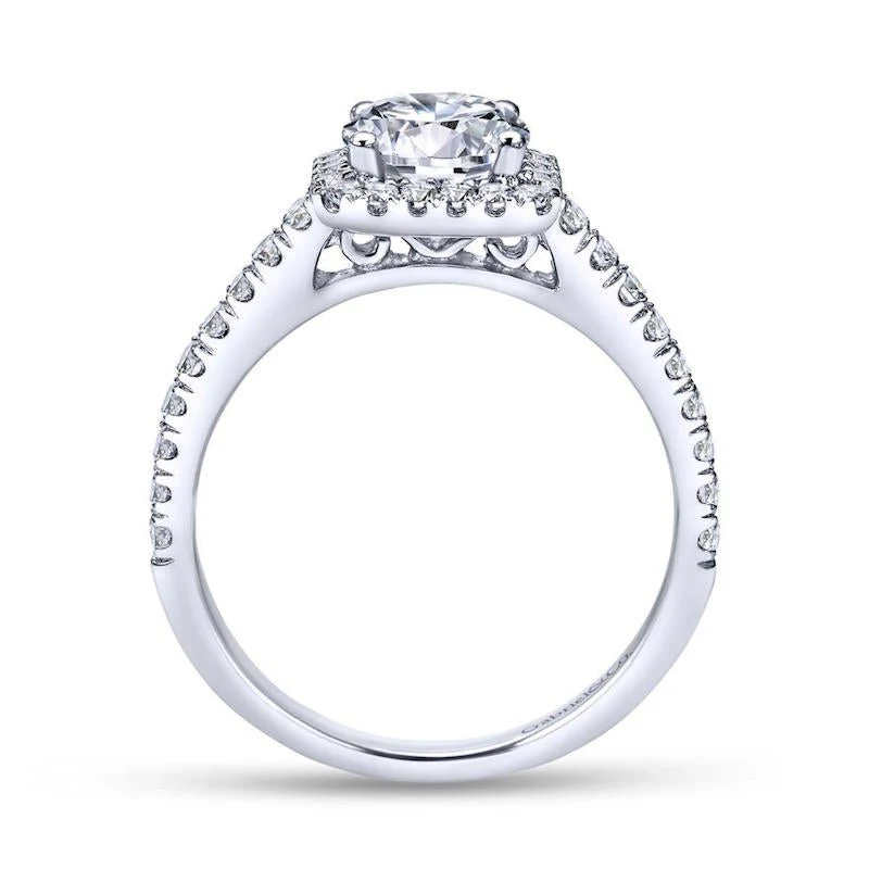 Gabriel & Co. 14k White Gold Contemporary Halo Engagement Ring - Image 2
