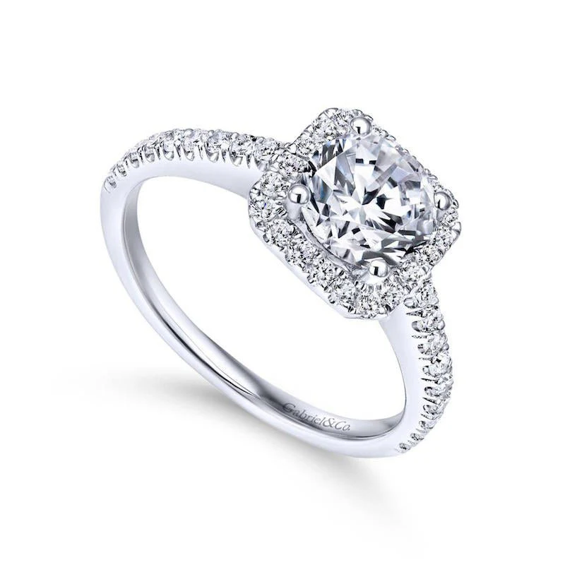 Gabriel & Co. 14k White Gold Contemporary Halo Engagement Ring - Image 3